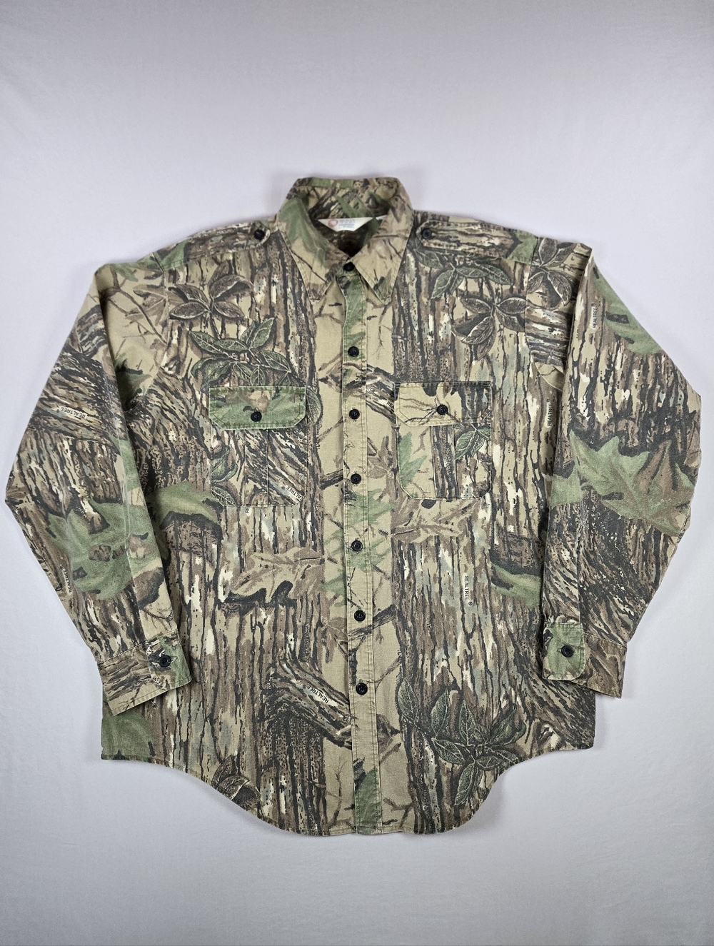 Vintage 80s 90s Sports Afield Realtree Camo Button Up Shirt Hunting Outdoors